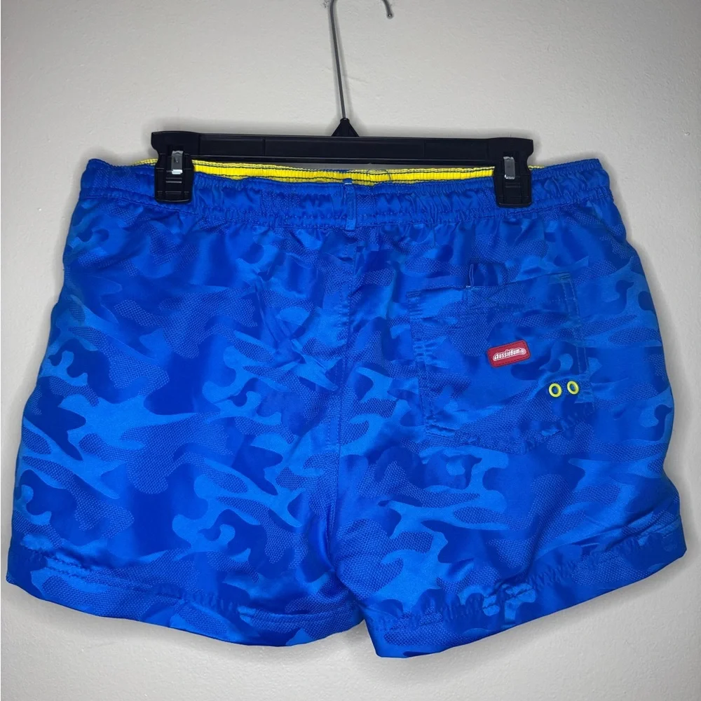 AussieBum Swim Trunks Men's Large Blue Camo Yellow Stripe